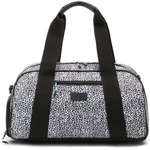 Black and White Travel Bag with Modern Graphic Design